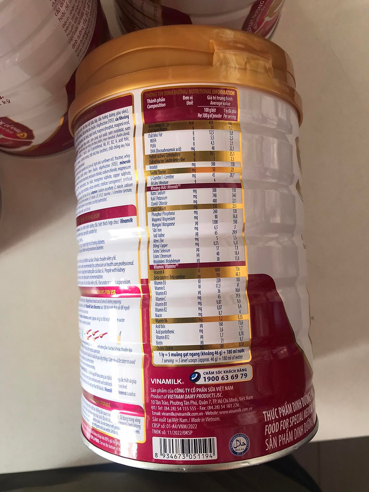Combo 3 lon Sữa Vinamilk Sure Diecerna lon 900gr - Dinh dưỡng dành cho người đái tháo đường, tiền đái tháo đường và đái tháo đường thai kỳ