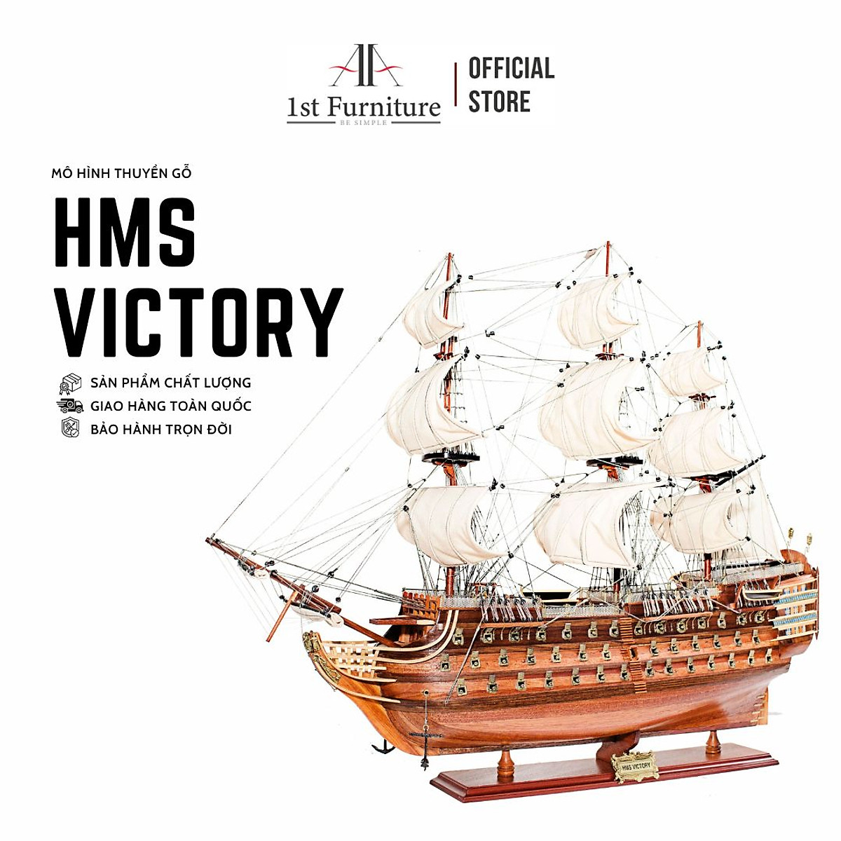 Mô hình thuyền cổ HMS VICTORY cao cấp, mô hình thuyền gỗ tự nhiên ...