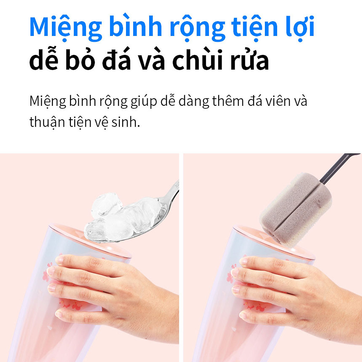 Ly nhựa 2 lớp Cherry Blossom Double wall Cold Cup LocknLock HAP522 - Kèm ống hút - Dung tích 750ml