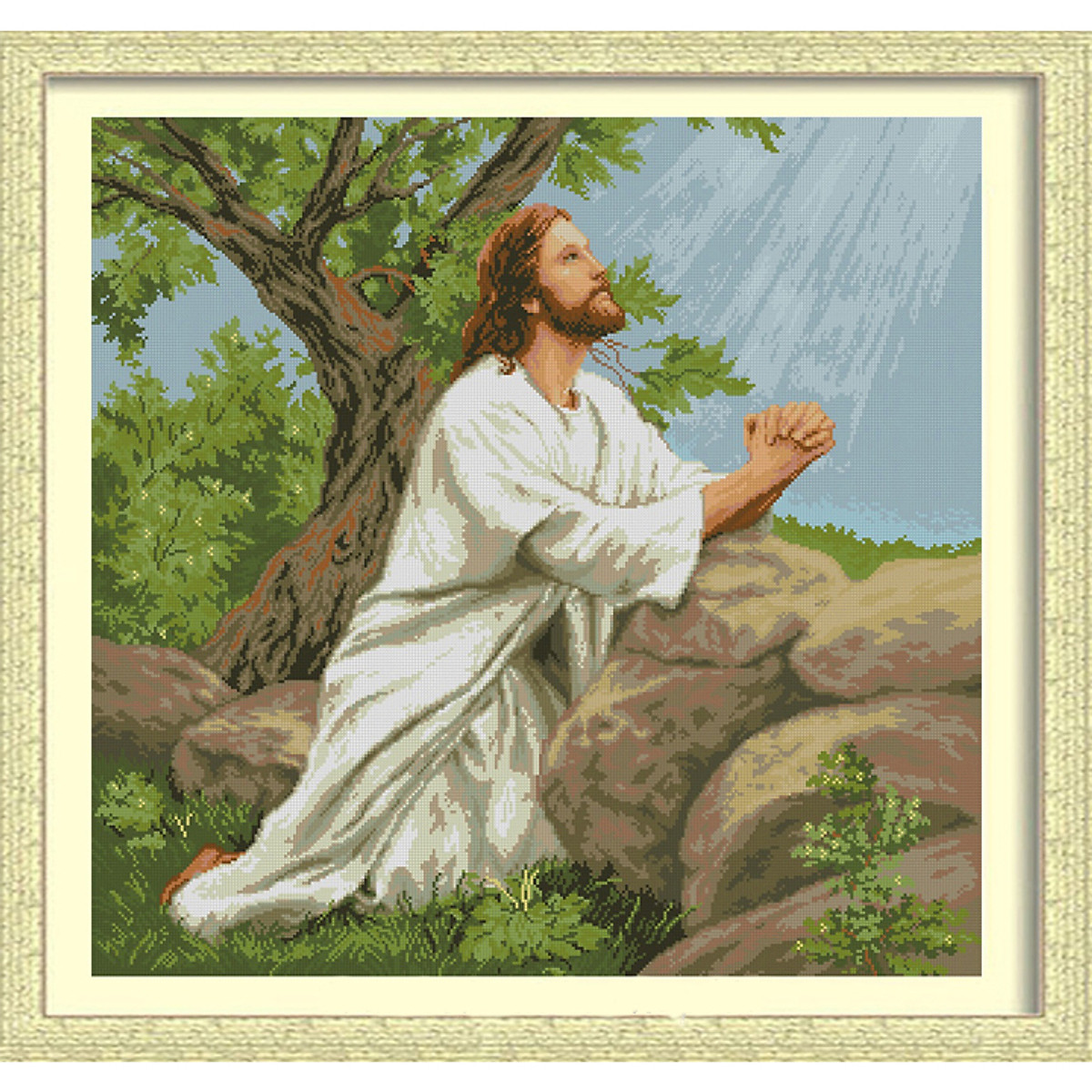 Mua Tranh thêu chữ thập Chúa Jesu cầu nguyện G010 - chưa thêu