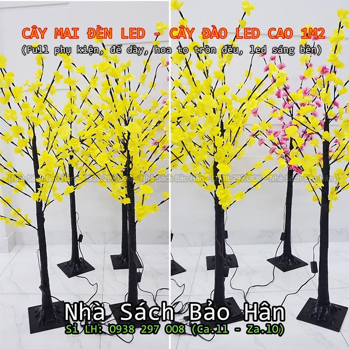 Cây mai đèn led, cây đào led trang trí tết có đèn cực đẹp hàng cao