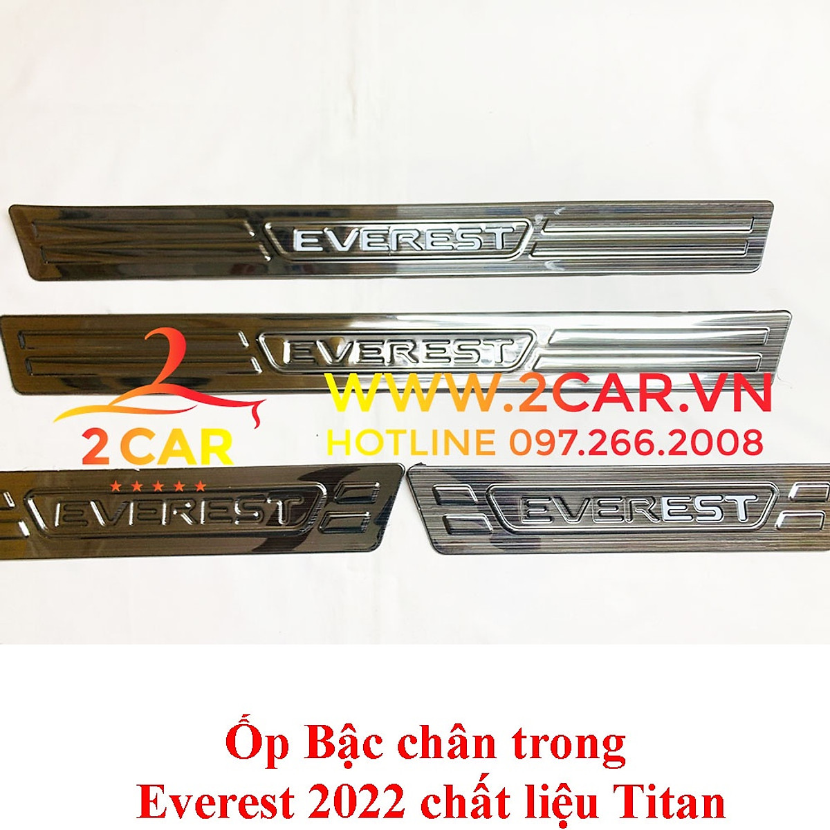 Ốp bậc cửa, nẹp bước chân trong, ngoài xe Ford Everest 2022 2023 chất liệu Titan cao cấp