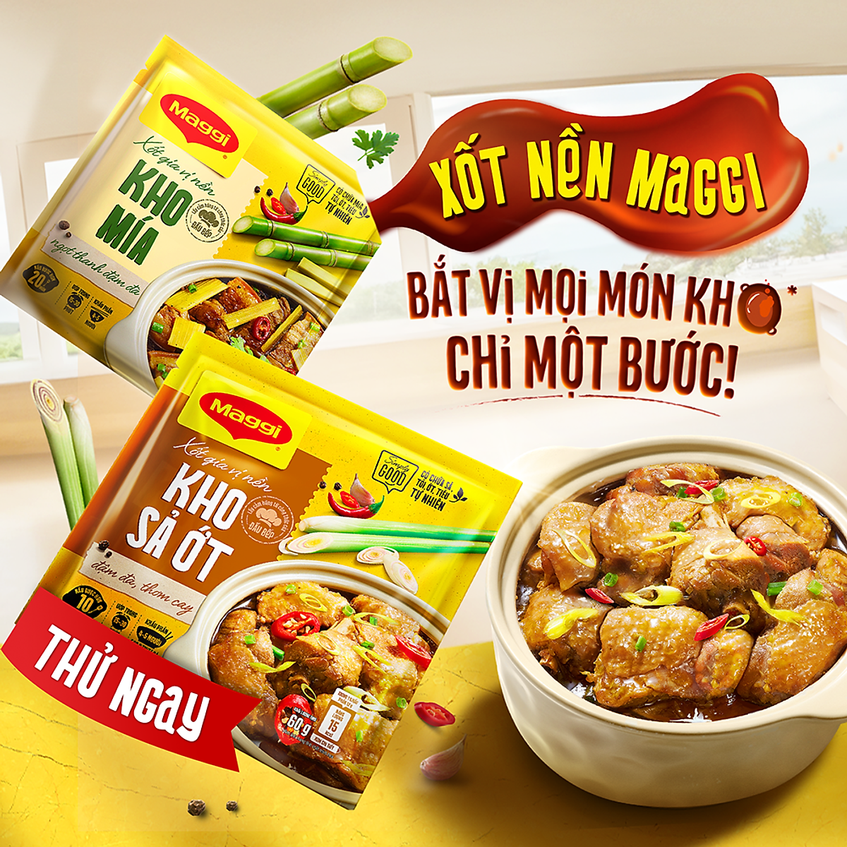 Hộp 10 gói Xốt gia vị nền Maggi Kho sả ớt