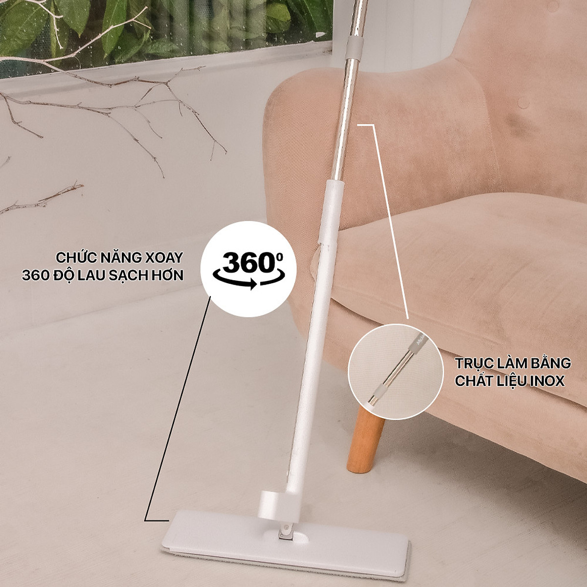 Cây lau nhà tự vắt thông minh sợi microfiber