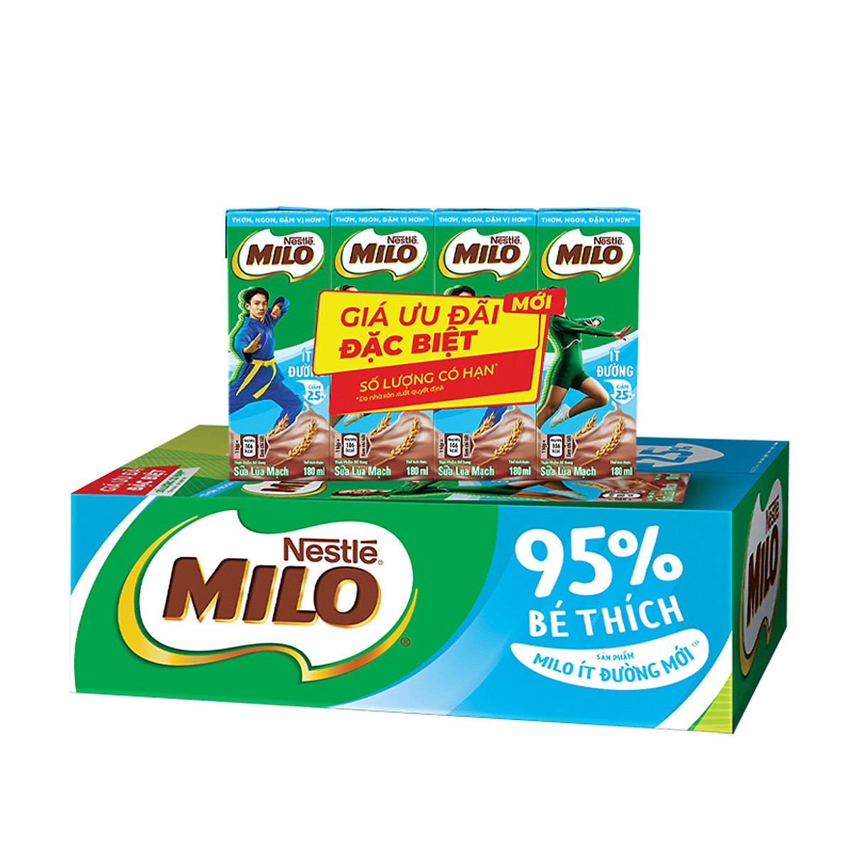 Thùng 48 Hộp Sữa Nestlé Milo Ít Đường (180ml/ Hộp)