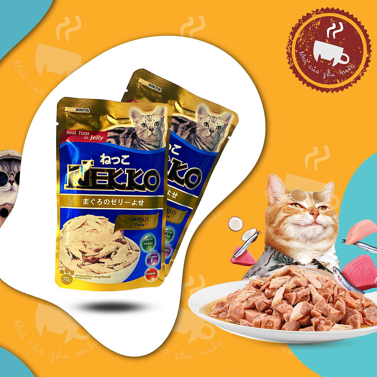 Thức ăn cho mèo / Pate Nekko Thạch Jelly Cho Mèo Mọi Lứa Tuổi - gói 70g