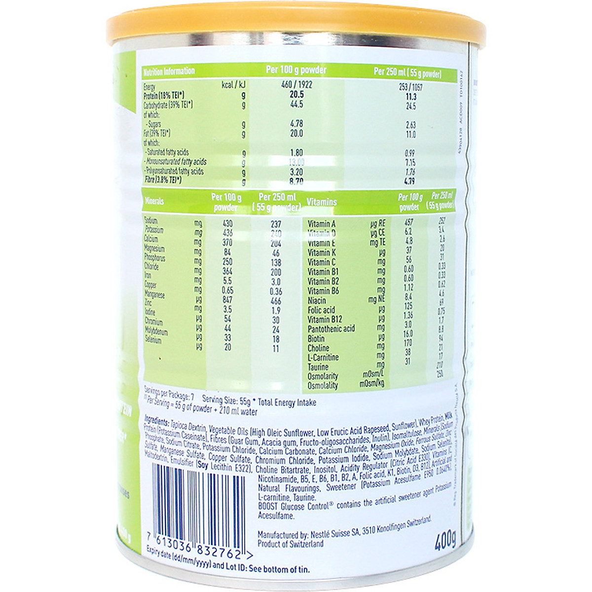 Sản phẩm dinh dưỡng y học BOOST GLUCOSE CONTROL lon 400g
