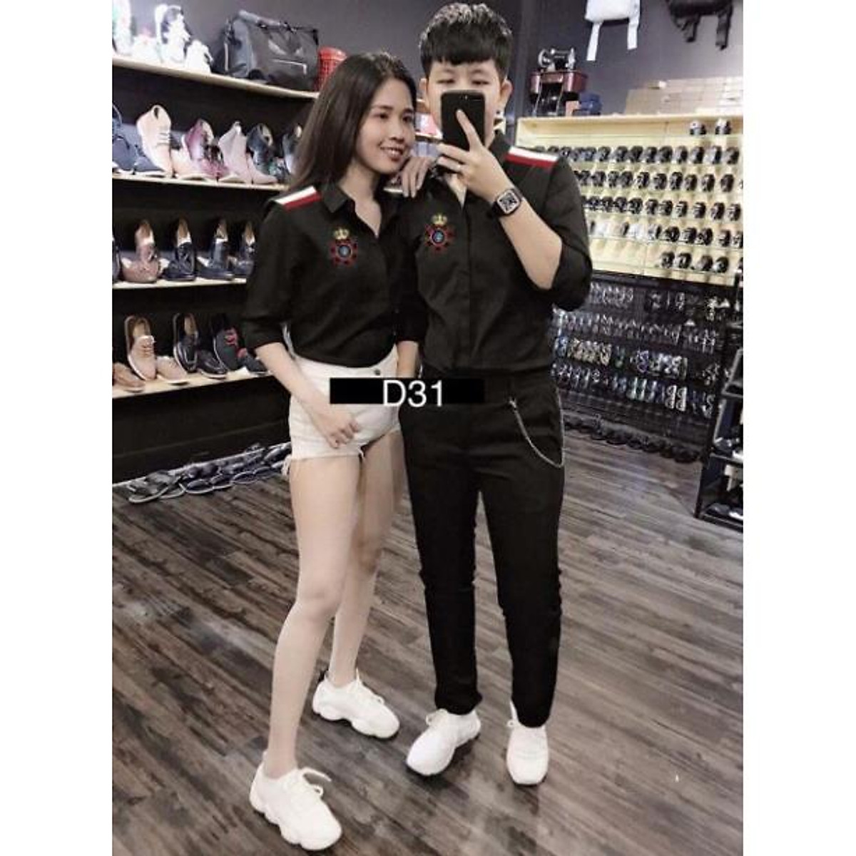 Áo sơ mi lụa nam nữ couple mẫu mới hot hit dịp tết sang trọng tinh tế của KMG
