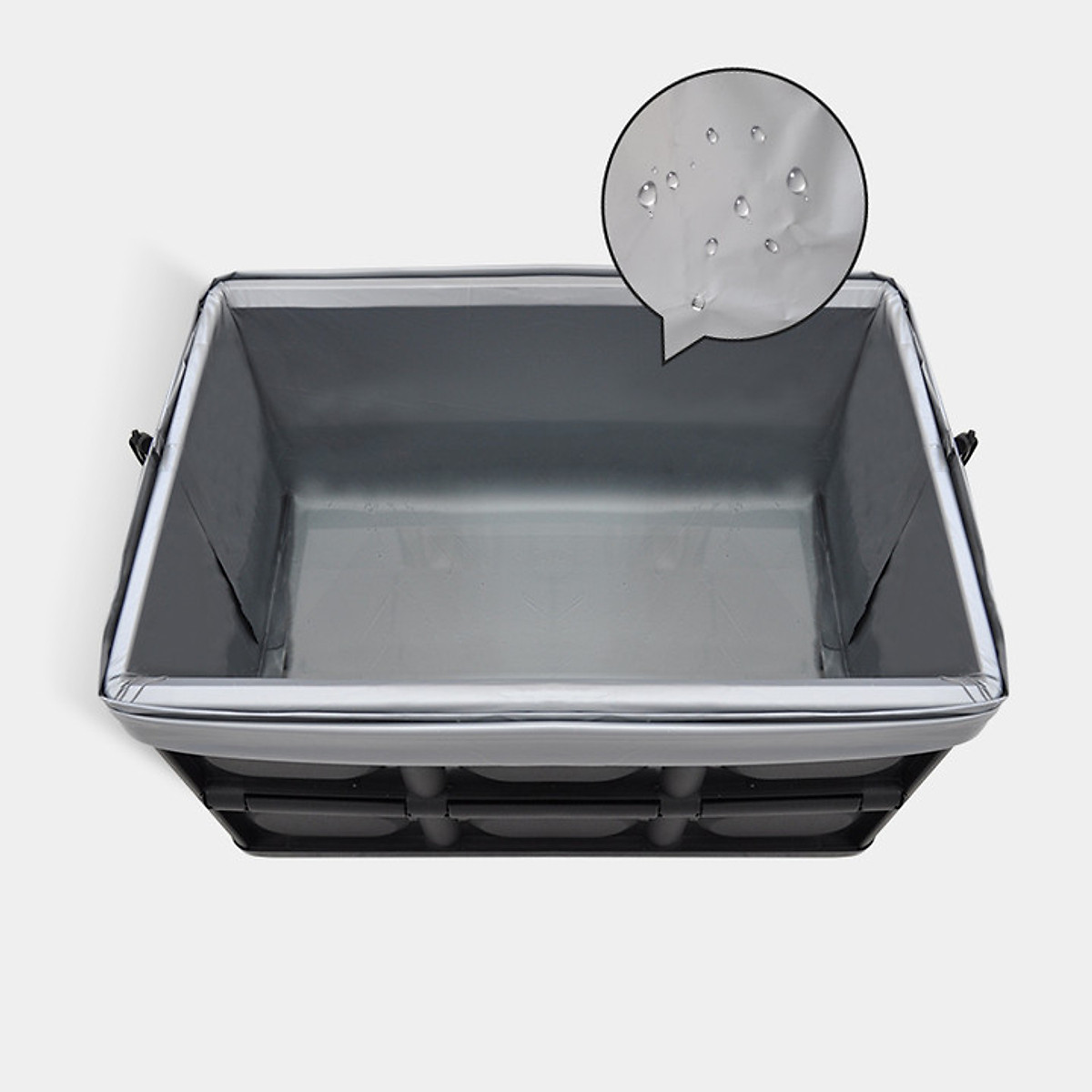 Hộp để đồ đa năng gấp gọn cốp sau ô tô dung tích 55 lít, Kích thước: Sâu x Rộng x Cao (52cm x 35cm x 28cm), Màu đen, KM309-55