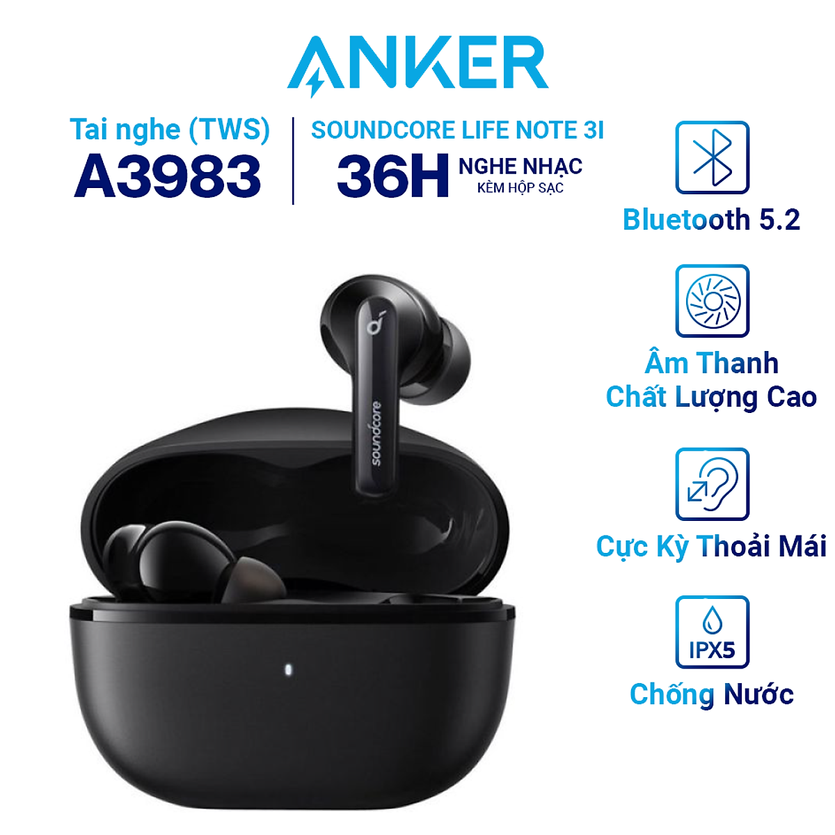 Tai Nghe Bluetooth ANKER Soundcore Life Note 3i A3983 - Hàng Chính Hãng