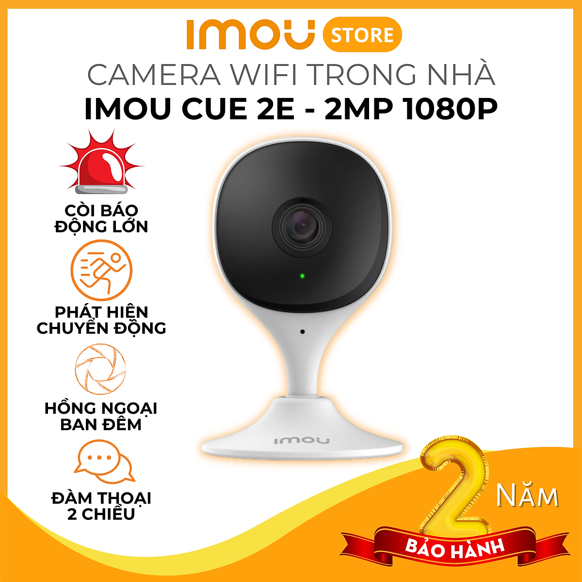 Camera IMOU Cue 2, Camera Wifi độ phân giải 2 megapixel, đàm thoại 2 chiều, phát hiện người bằng AI thông minh - Hàng Chính Hãng