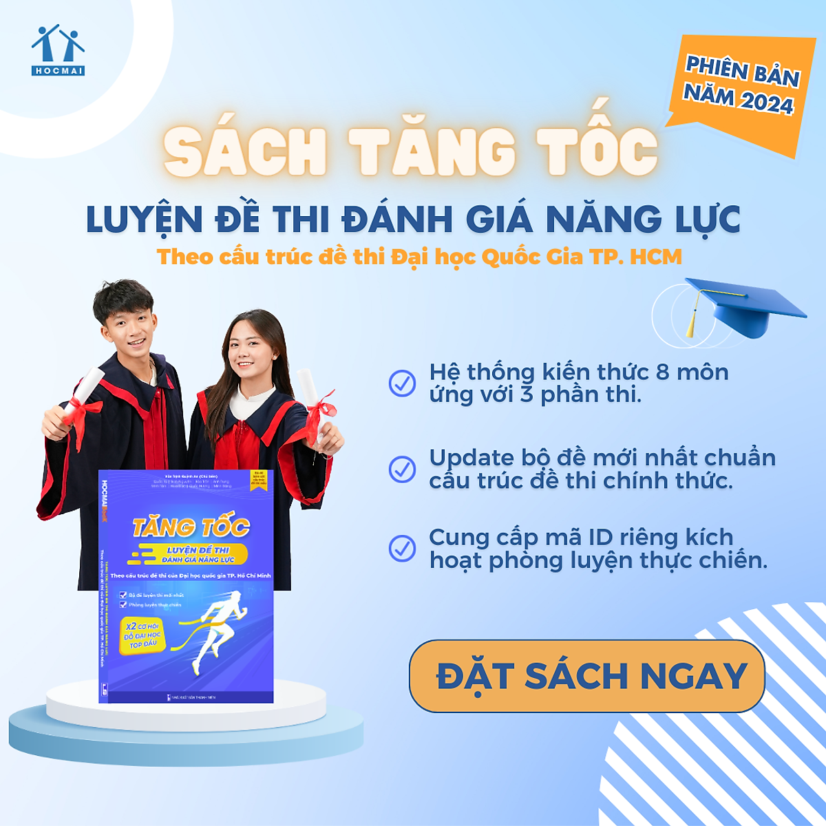 Combo 2 cuốn sách Tăng tốc luyện đề thi Đánh giá năng lực (theo cấu trúc đề thi của Đại học Quốc gia TP. Hồ Chí Minh)