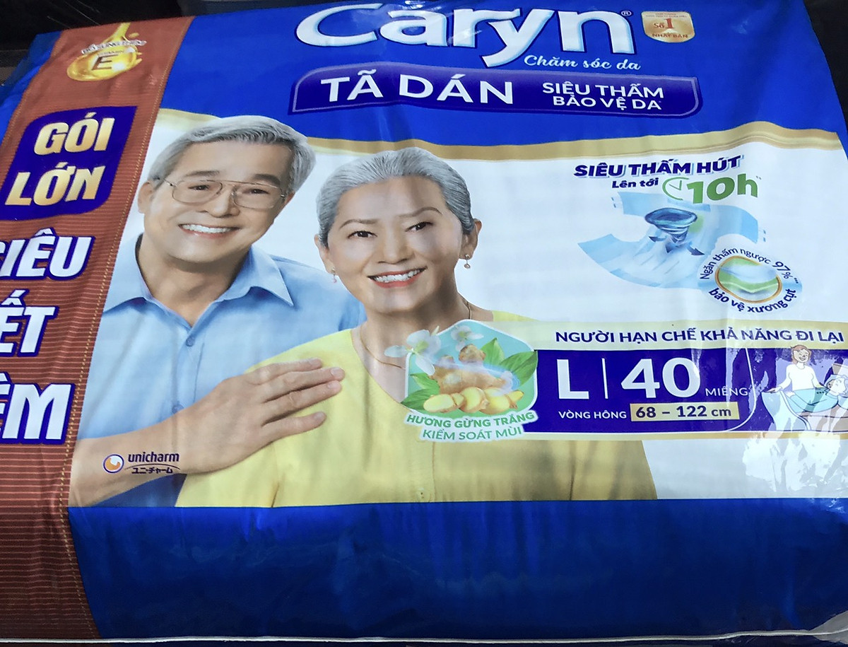 Tã Dán Người Lớn Caryn L 40 Miếng Vòng Hông 68 đến 122 Cm - Tã Dán Người Hạn Chế Đi Lại Size L40 | ML40 | ML 40 Caryn