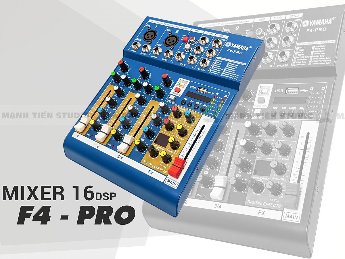 Mixer F4 Pro Tích hợp vang số 16 chế độ vang Chuyển đổi thành