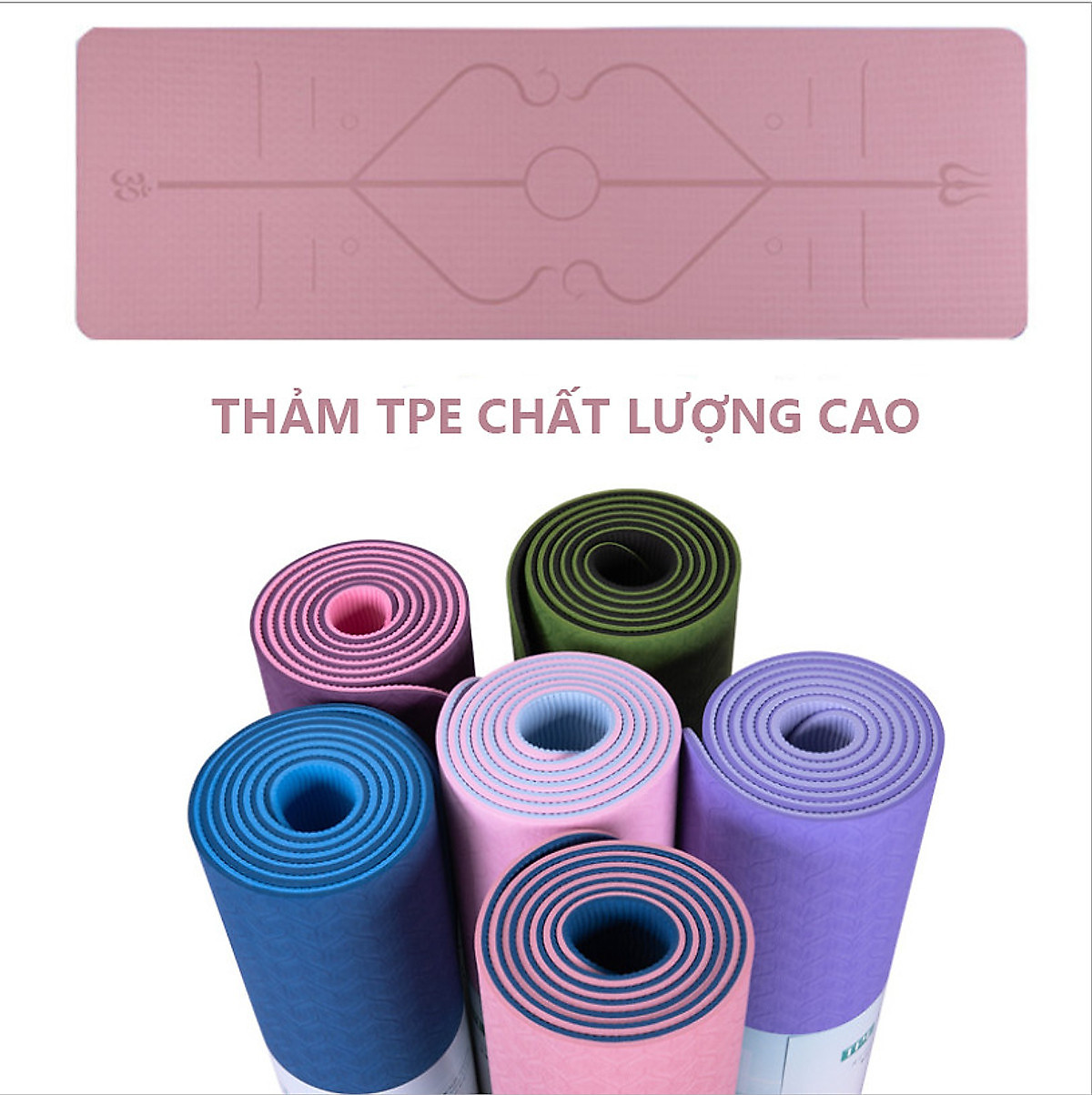Thảm Tập Yoga Định Tuyến TPE 2 Lớp – Chọn Màu – Chọn Độ Dày + Bao Thảm Tập Yoga + Dây Buộc Thảm Tập Yoga Chính Hãng miDoctor