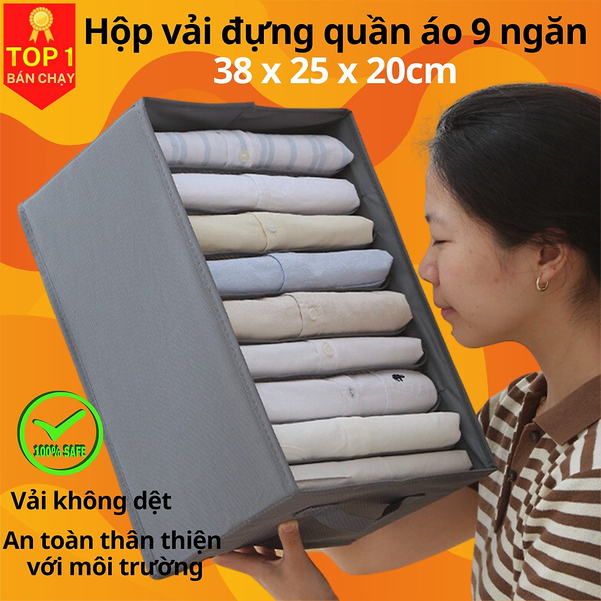 Hộp đựng đồ chia ngăn 9 và 16 ngăn sắp xếp quần áo Danido - Khay đựng đồ chia ngăn tiện ích, chất liệu cao cấp