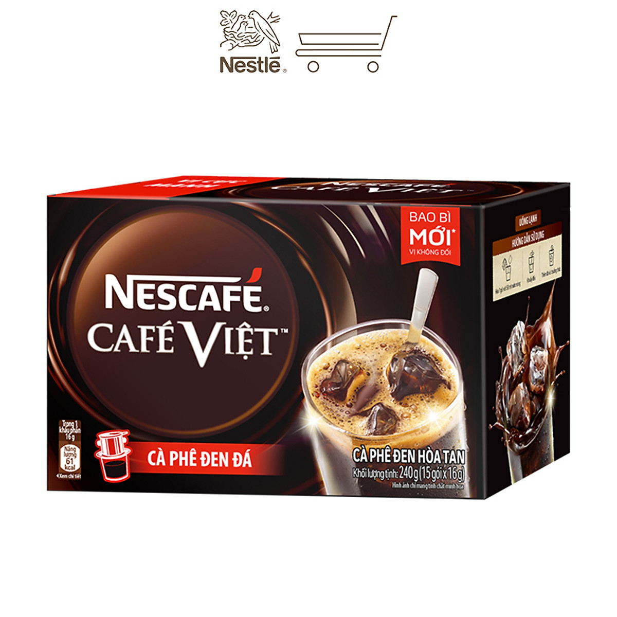 Mua Cà phê hòa tan Nescafé café Việt đen đá (Hộp 15 gói x 16g) tại ...