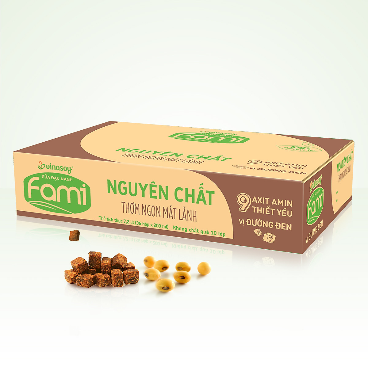 Thùng Sữa Đậu Nành Fami Nguyên Chất Vị Đường Đen (200ml x 36 Hộp)