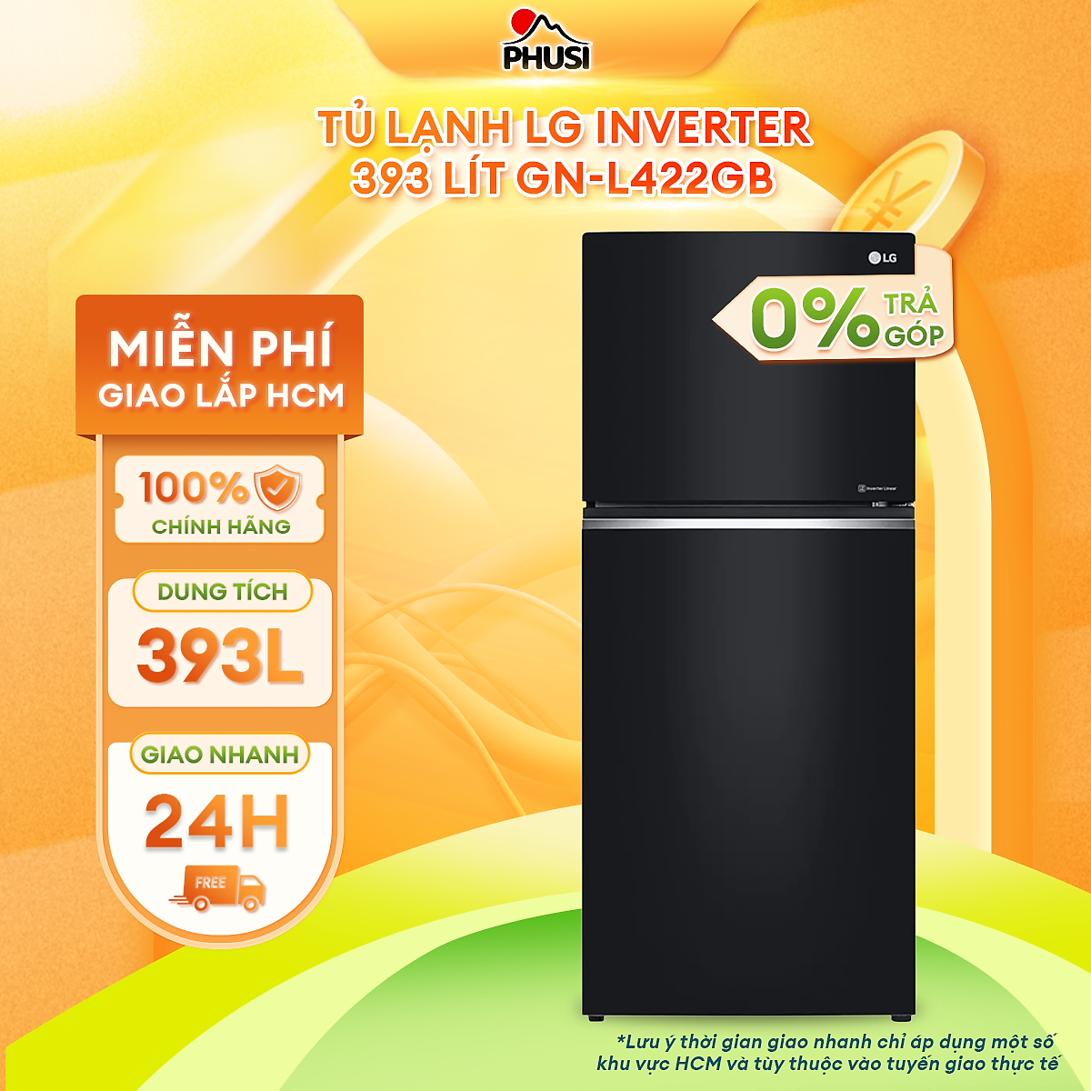 Tủ Lạnh Inverter LG GN-L422GB (393L) - Hàng chính hãng