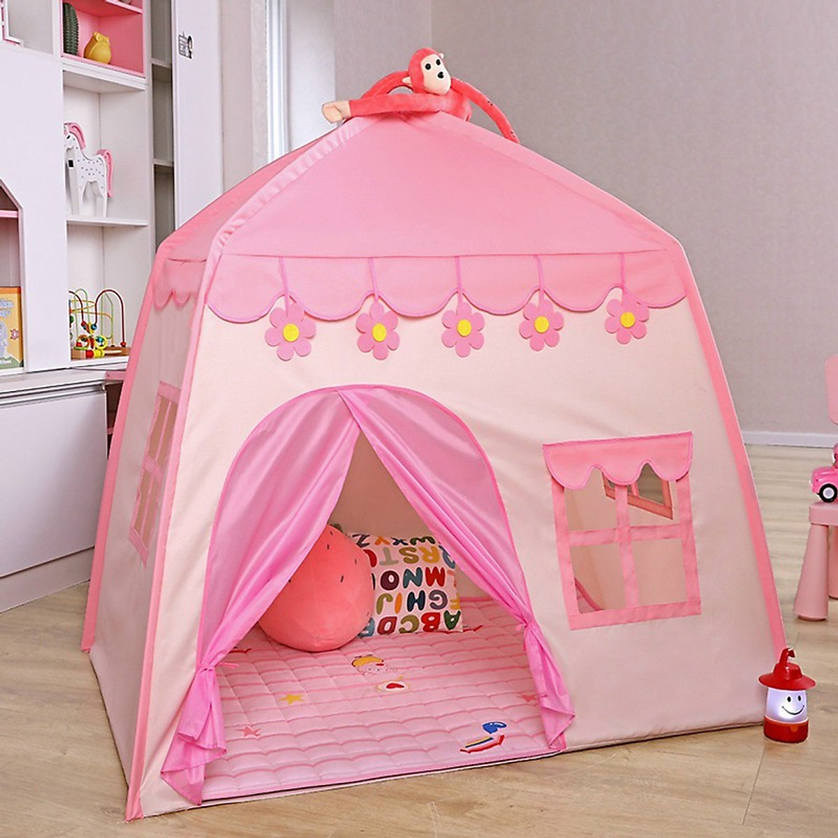 Lều Công Chúa Hoàng Tử Cao Cấp Hình Ngôi Nhà Cho Bé Kích Thước 130*130*100cm