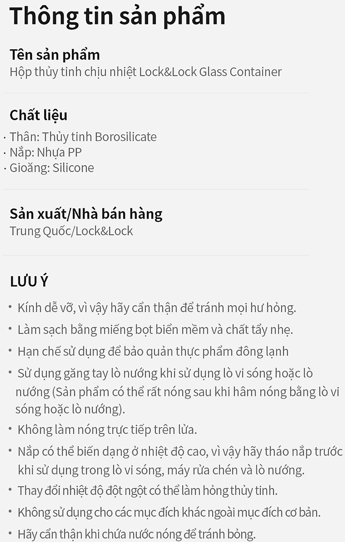 Hộp Thủy Tinh Chịu Nhiệt Lock&Lock LCB425