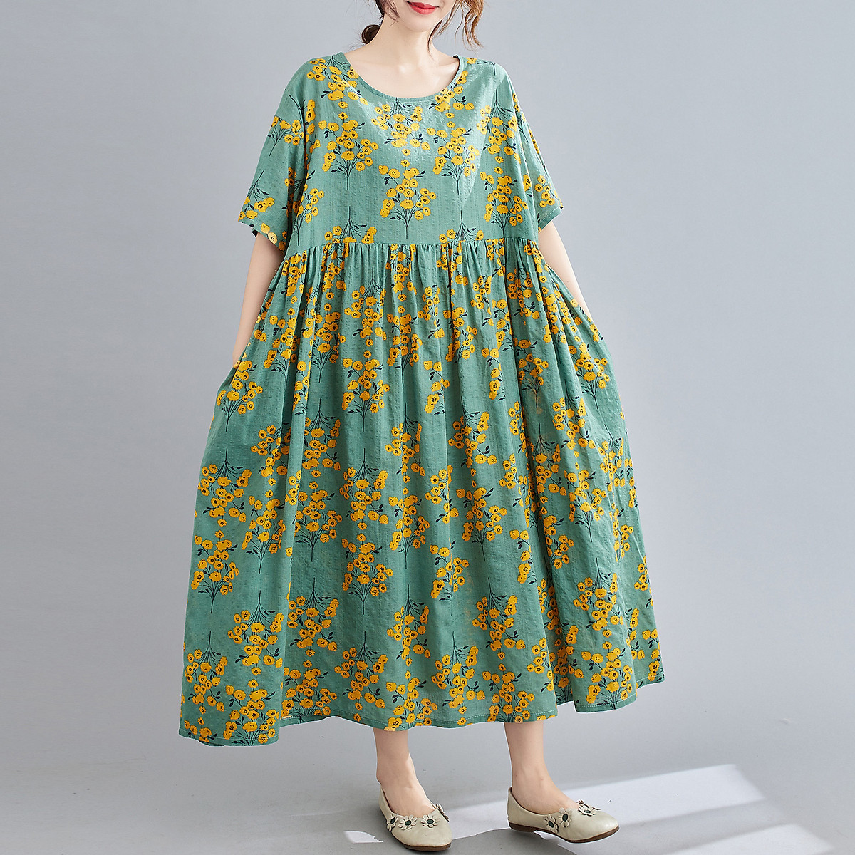 Women Vintage Dress Floral Print 