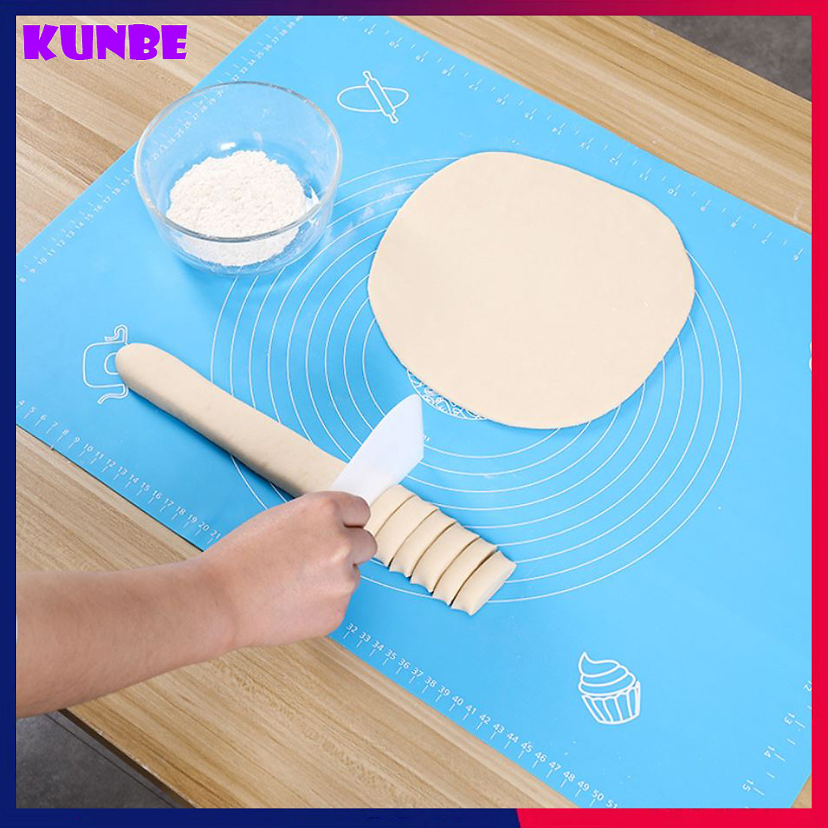 Tấm Lót, Thảm Nhào Bột Silicon Làm Bánh Chống Dính Chuyên Dụng KUNBE
