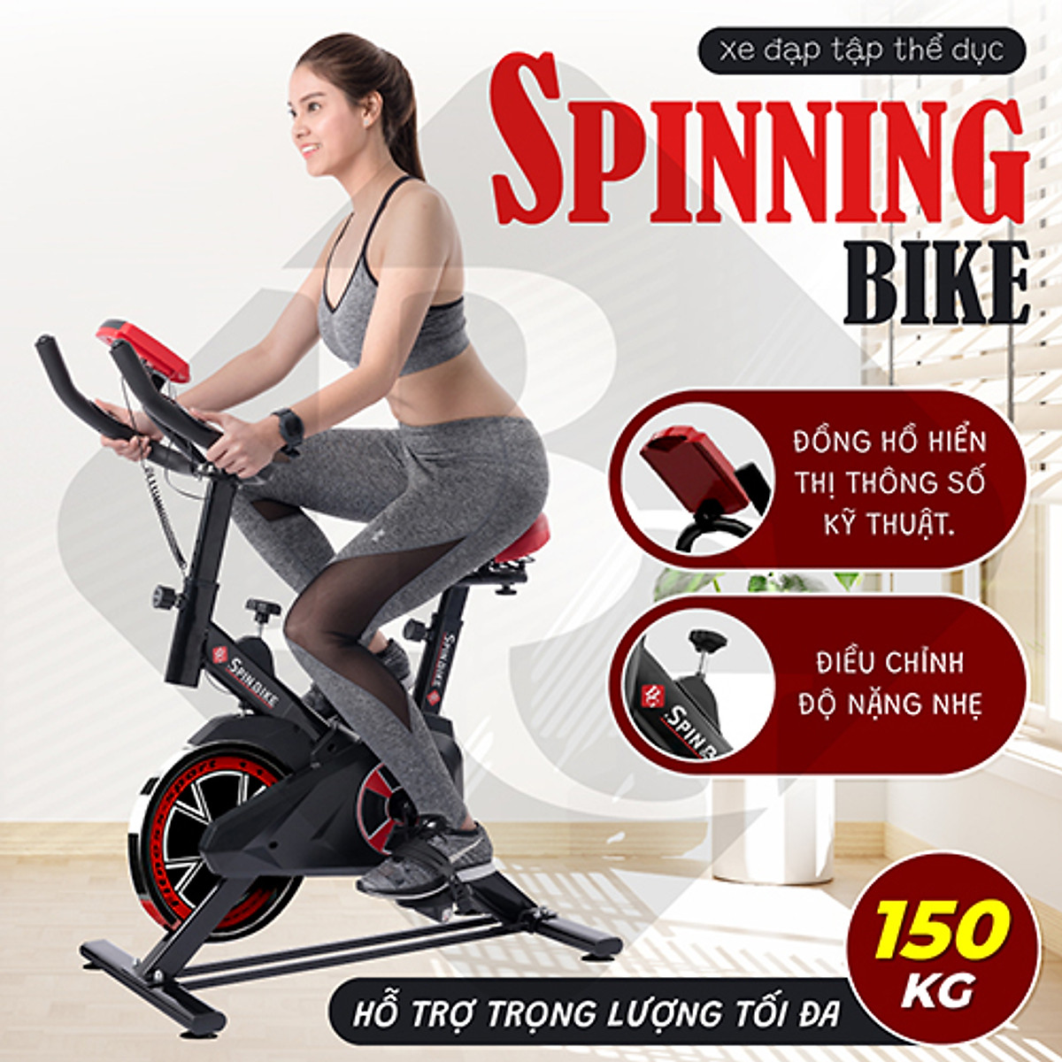 Xe đạp tập tại nhà thể dục thể thao, gym, fitness Spining Bike - giúp tăng cơ, giảm mỡ hiệu quả