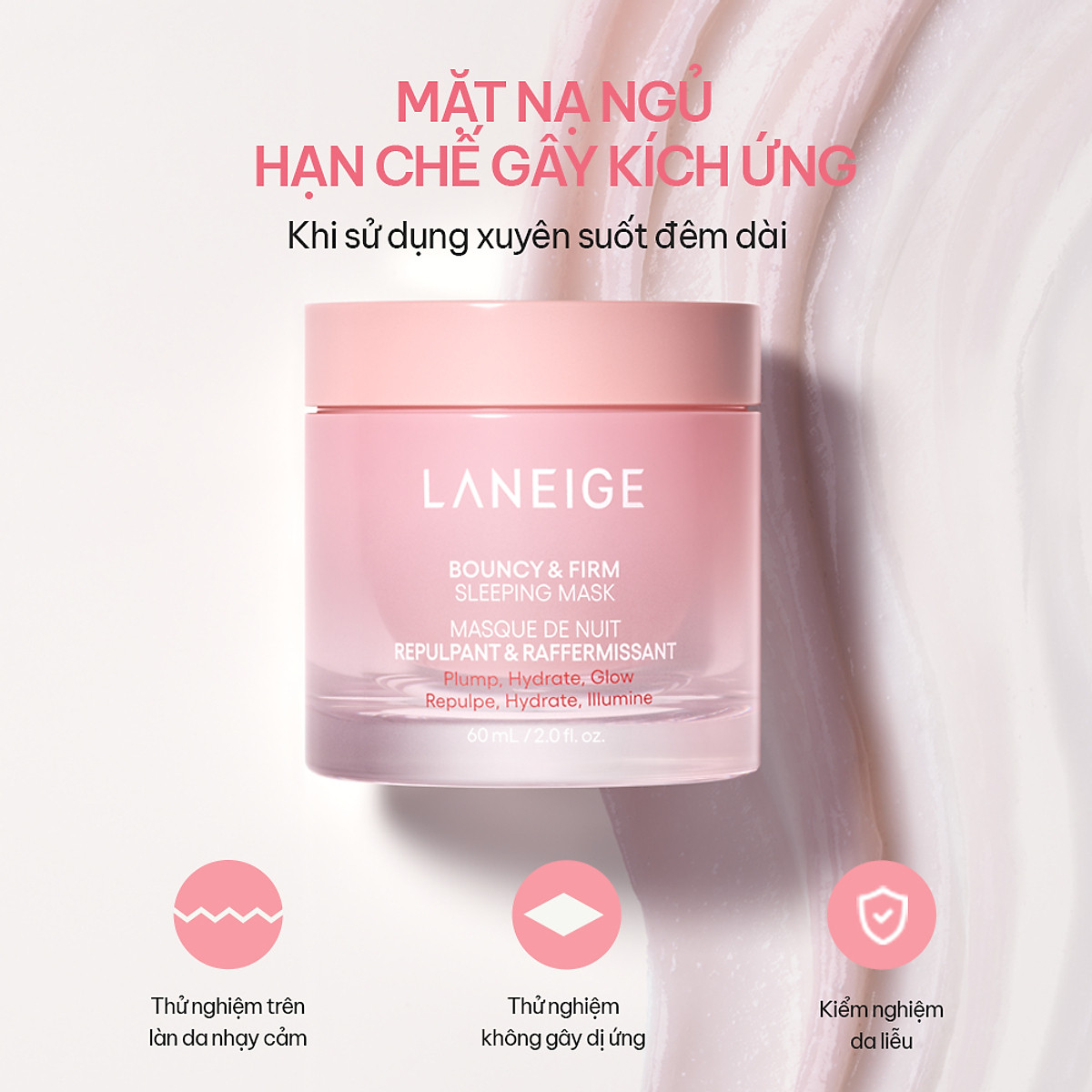 Mặt Nạ Ngủ Laneige Bouncy & Firm Sleeping Mask 60ml tăng cường collagen và làm săn chắc da