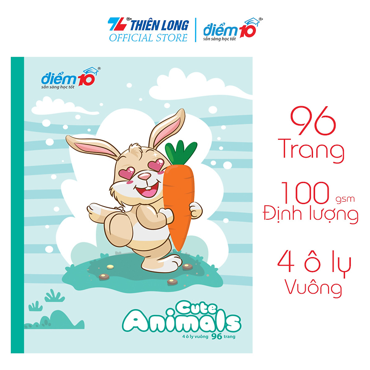 Bộ 5 Tập học sinh 96 trang 4 ô ly vuông 100 gsm Điểm 10 TP-NB061 (hình ngẫu nhiên)