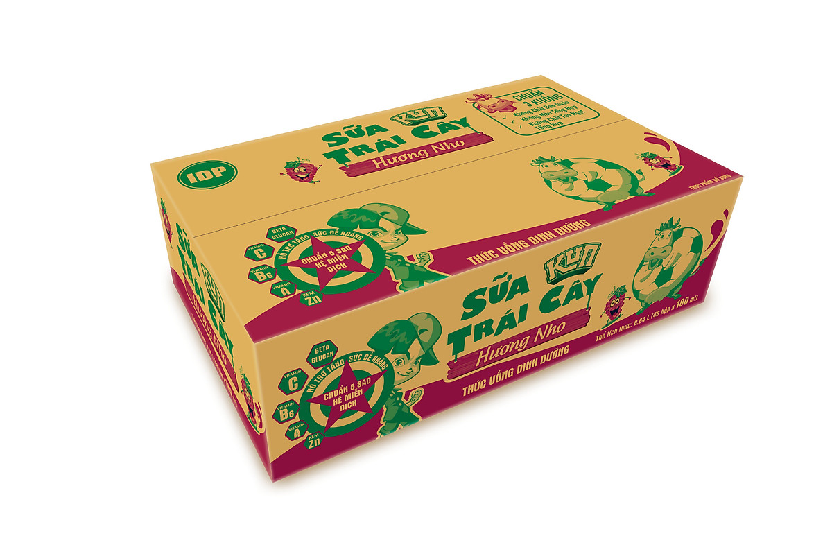 Thùng 48 Hộp Sữa Trái Cây Hương Nho KUN 180ml/hộp(thẻ cào)
