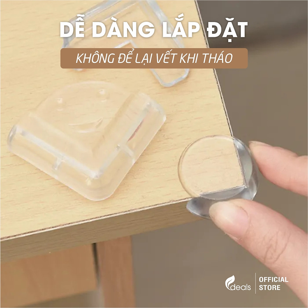 Bịt góc bàn, bọc cạnh bàn silicon Ecodeals - Tránh va đập, an toàn cho bé và người già - 1 cái