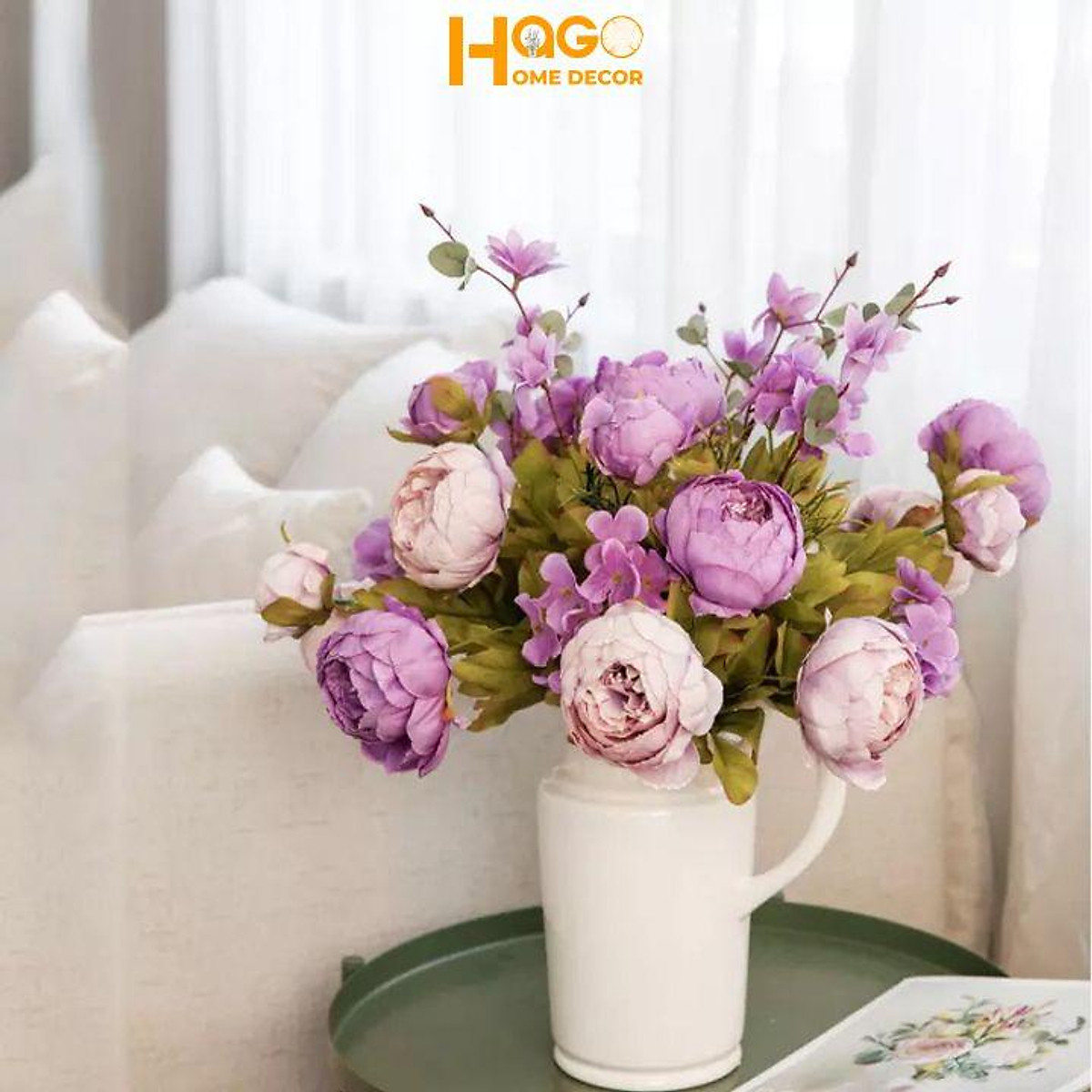 Hoa giả - hoa mẫu đơn phong cách Châu Âu, hoa giả để bàn Peony ...