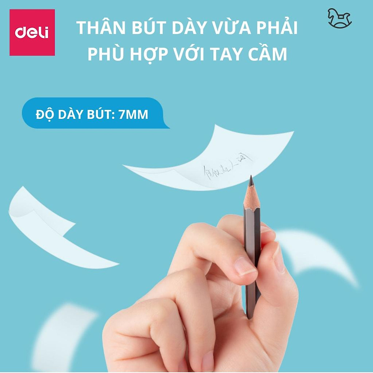 50 Chiếc Bút Chì Gỗ Tự Nhiên Deli - Dễ Gọt Và Nhạy Với Máy Chấm Thi - Kèm Tẩy Và Gọt Bút Chì - Loại HB/2B