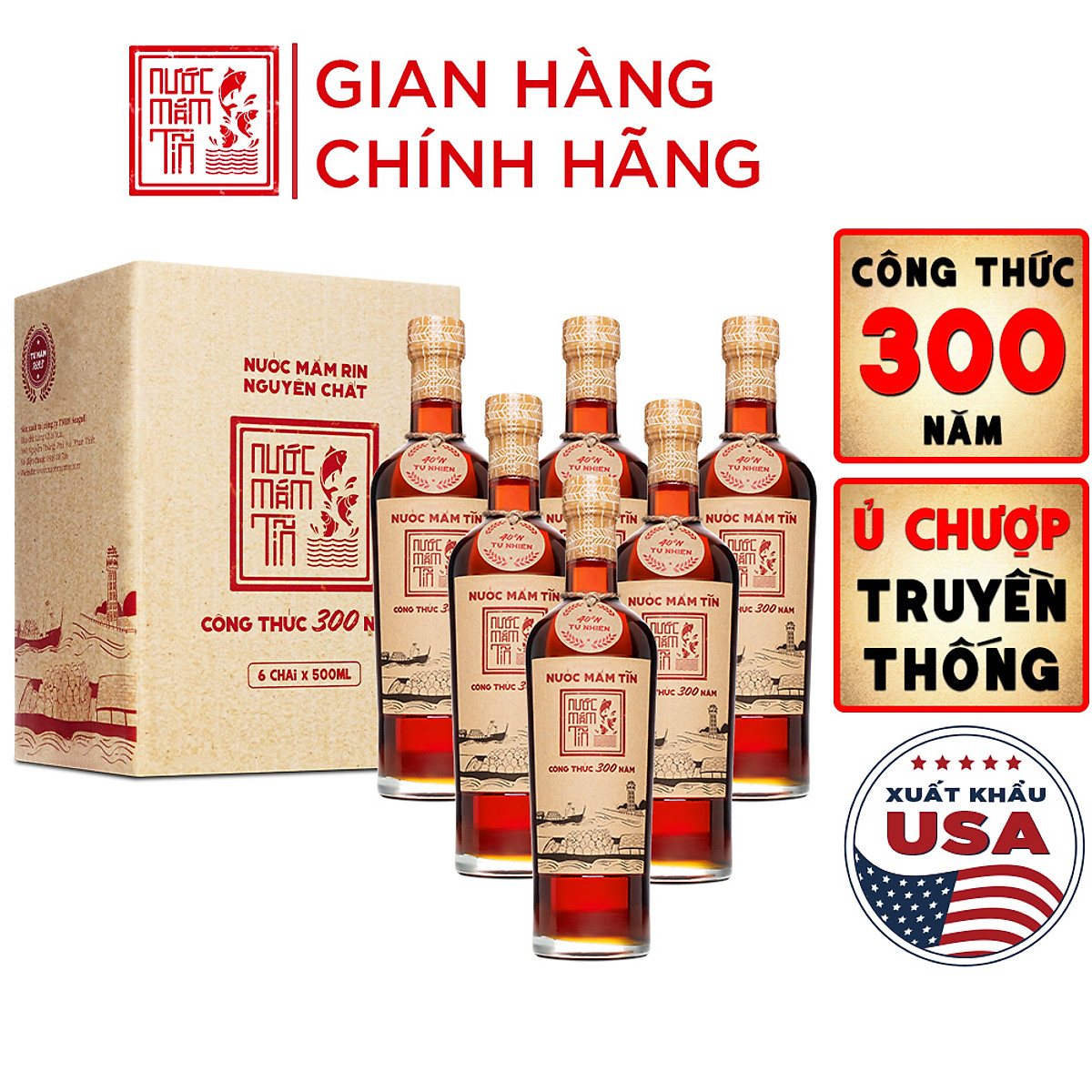 Đặc Sản Bình Thuận - Thùng 6 Chai Nước Mắm Tĩn Nhãn Đỏ Độ Đạm 40N Tự Nhiên Chai 500Ml Nước Mắm Rin Nguyên Chất Truyền Thống Sạch Từ Cá Cơm Than Muối Tinh Khiết Sánh Đặc Thịt Cá Không Chất Bảo Quản - Ocop 4 Sao