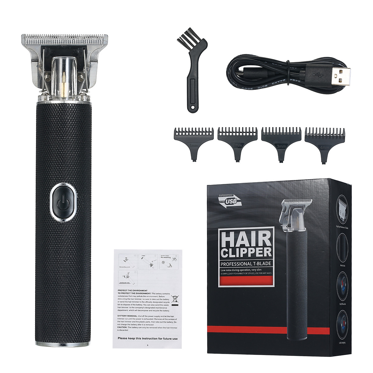 Electric Hair Clippers T-Blade Hair Trimmer USB Rechargeable Cordless Household DIY Hair Cutting Kit for Men Hair & | Tiki Electric Hair Clippers T-Blade Hair Trimmer USB Rechargeable Cordless Household DIY Hair Cutting Kit for Men Hair & | Tiki
