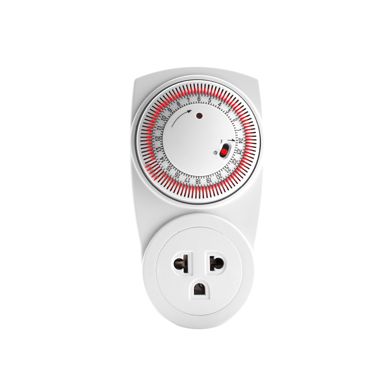 Ổ cắm hẹn giờ Điện Quang ĐQ ESK MT03 WR 13 ( Điều chỉnh cơ, 1 lỗ - 3 chấu, trắng – đỏ )