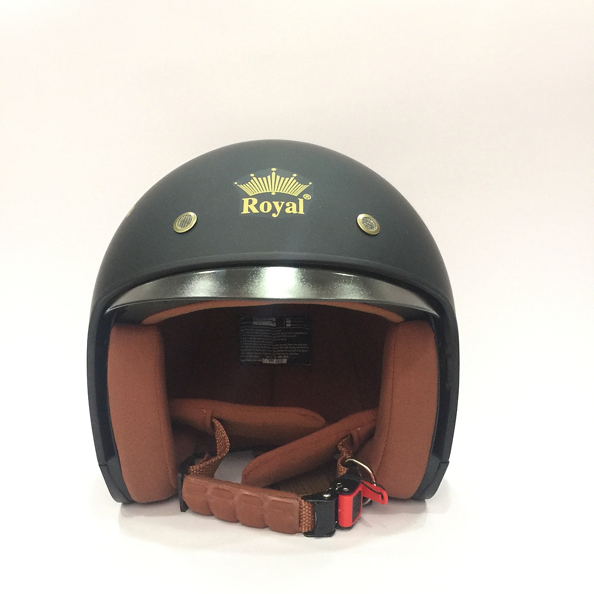 Nón bảo hiểm 3/4 kính âm Royal M139 tem V5 đen nhám cao cấp - Lót tháo rời - Kính che hết mặt