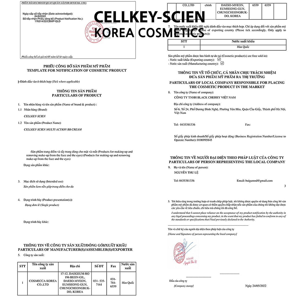 Kem Nền Che Khuyết Điểm Kiềm Dầu Chống Nắng Dưỡng Da Ngăn Ngừa Lão Hóa Công Nghệ Nano Vàng Cellkey-Scien Multi Action BB Cream (30ml)