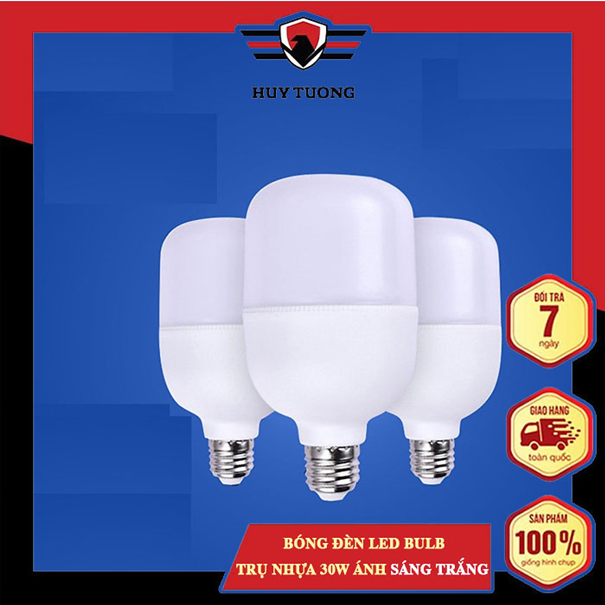 Bóng đèn led bulb trụ nhựa 30W ánh sáng trắng cao cấp - Bóng đèn