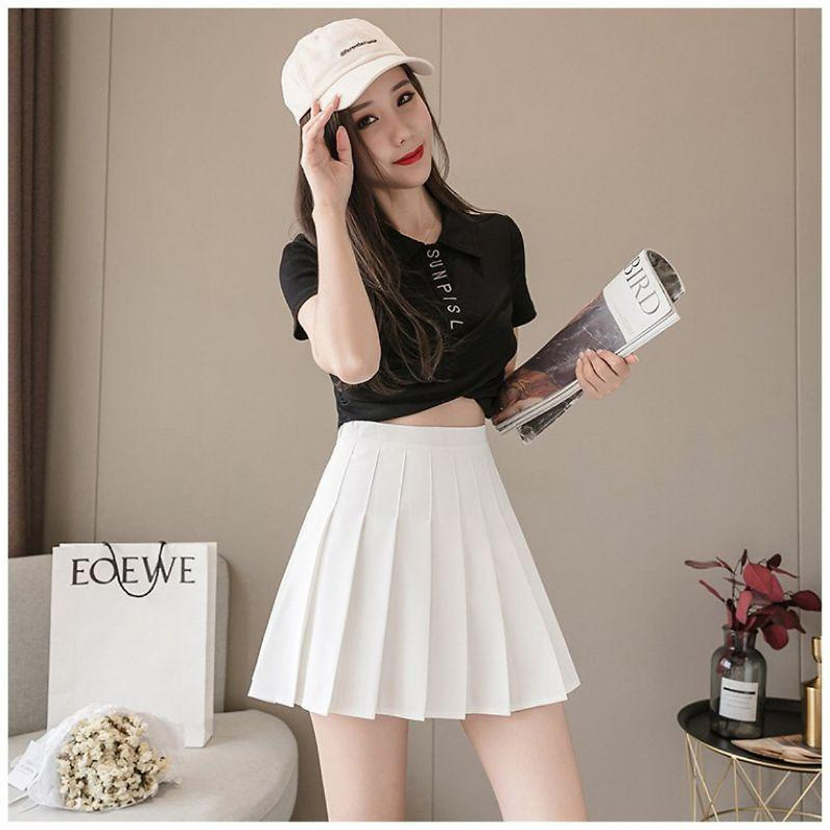 Chân váy xếp ly dáng ngắn