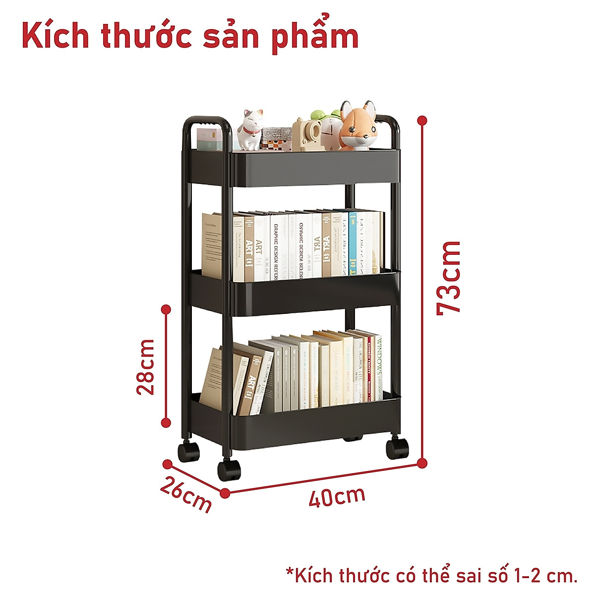 BG Kệ đa năng 3/4/5 - bánh xe, giỏ đựng đồ, Dễ dàng di chuyển giá sách đa năng,Kệ đa năng có bánh xe, di chuyển tiện lợi (hàng nhập khẩu)