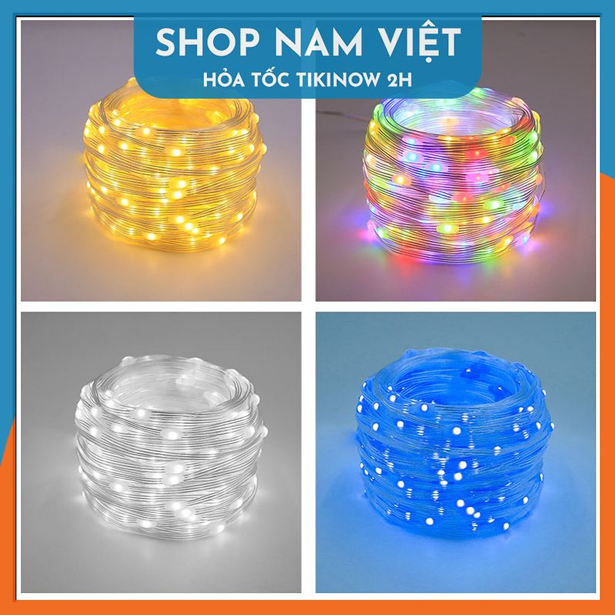 Đèn Led Đom Đóm Hạt Gạo Chống Nước Trang Trí Ngoài Trời, 8 Chế Độ Nháy