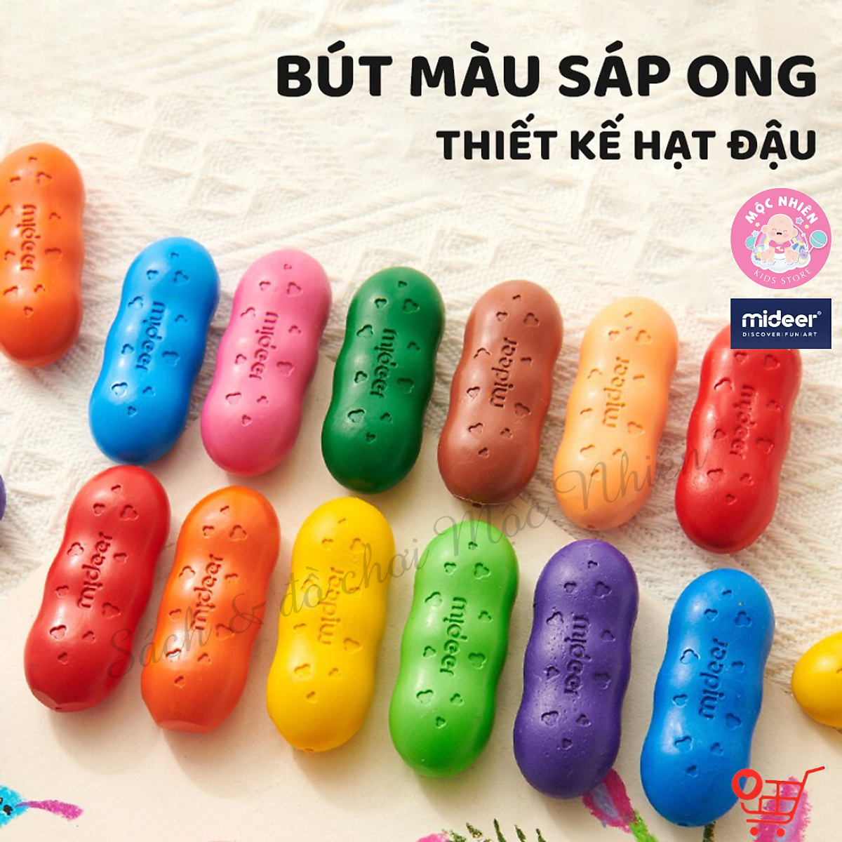 Bút Sáp Màu Lụa Hữu Cơ Quả Đậu Mideer Pease Crayons Cho Bé Từ 18m+