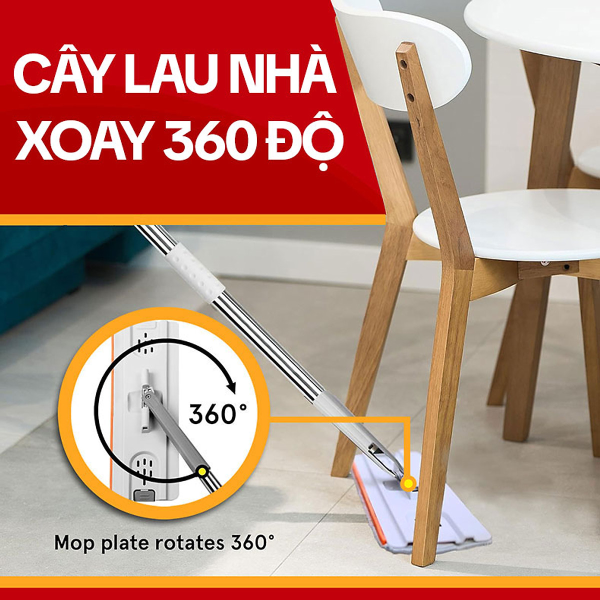 Bộ Cây Lau Nhà KITIMOP PRO MAX - Thùng Lau Nhà Tự Vắt Thông Minh, Chổi Lau Nhà Xoay 360 Độ, Lau Sàn Làm Sạch