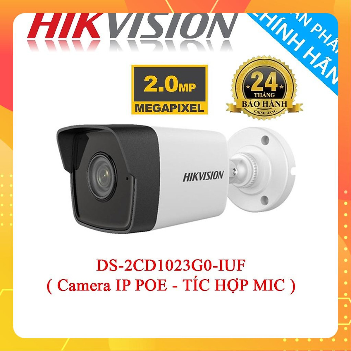 Camera DS-2CD1023G0-IUF chống bụi nước IP67, phù hợp lắp đặt ngoài trời lâu dài