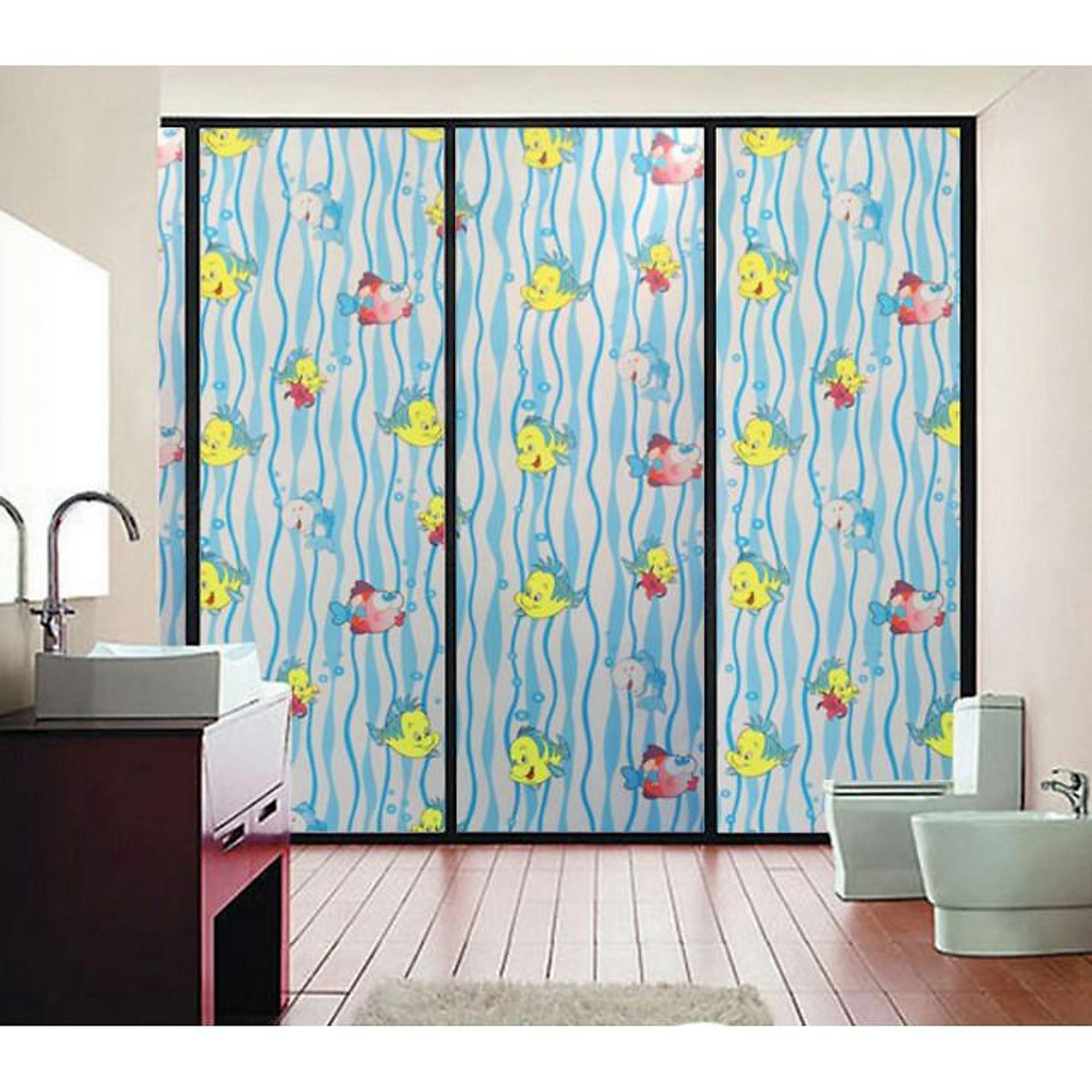 Decal dán kính cá vàng xinh xắn khổ 45cm keo sẵn