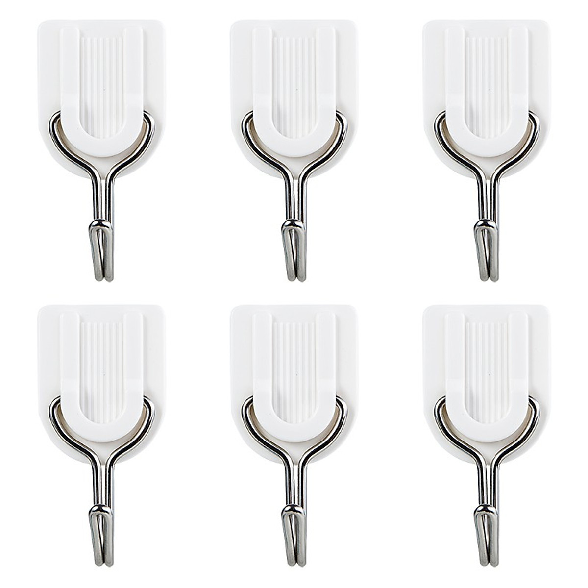 Combo set 6 móc treo dán tường đa năng chịu lực có sẵn keo dán màu trắng Deli - Nhiều kích cỡ - Phù hợp cho nhà tắm, nhà bếp - 19350