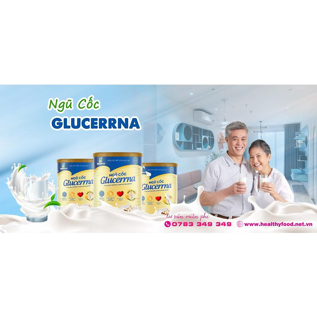 Combo 3 hộp Ngũ cốc hữu cơ cao cấp Glucerrna 850g dành cho người tiểu đường