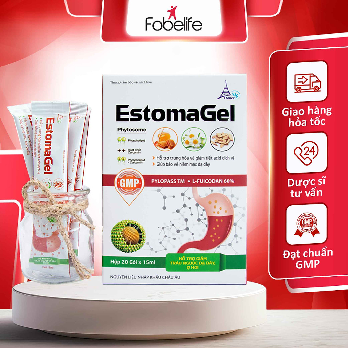 Gói Uống Giảm Nhanh Cơn Đau Dạ Dày Trào Ngược Thực Quản ESTOMAGEL ( Hộp 20 gói dạng nước )